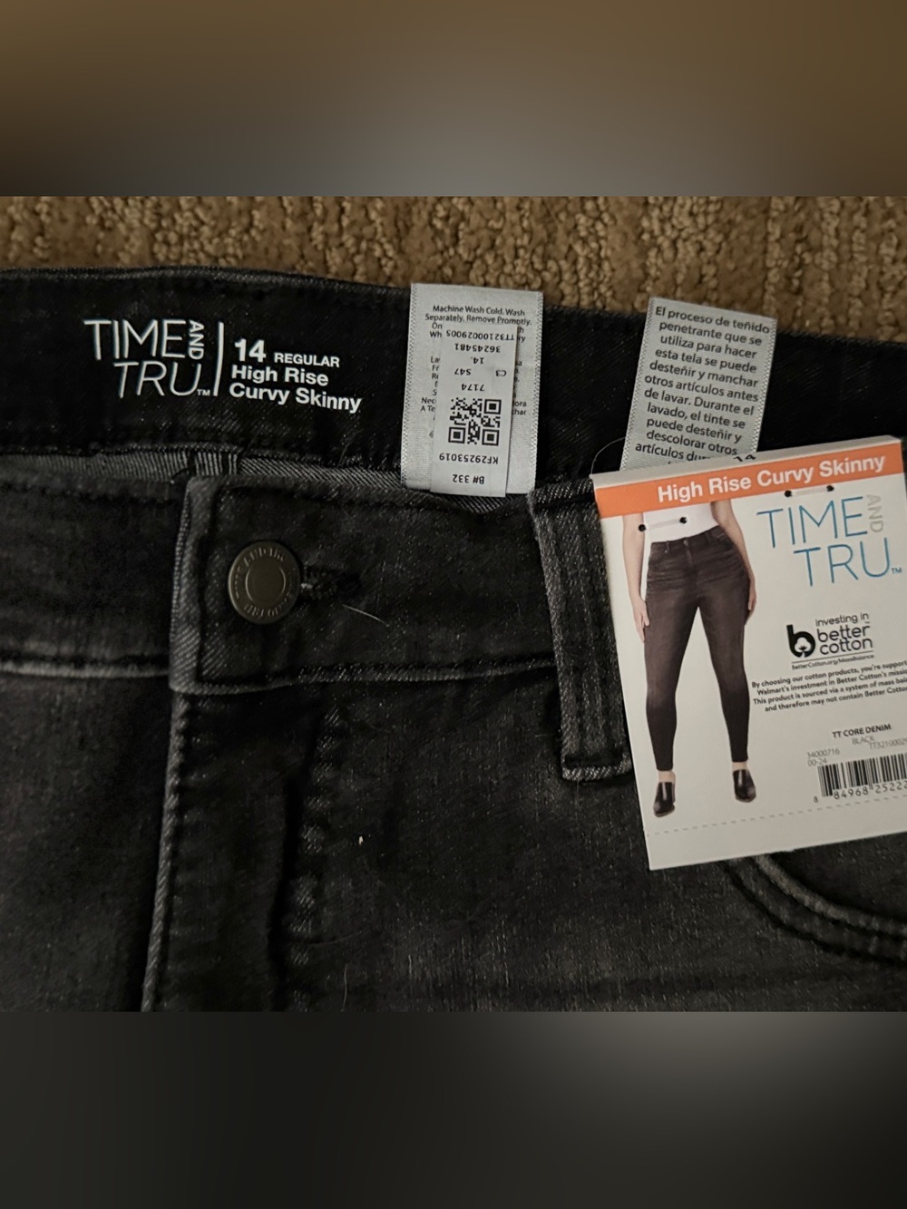 Time and Tru High Rise Curvy Skinny Jeans - Black Wash